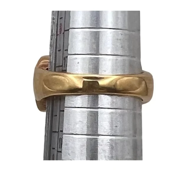 Pave Gold Tone Ring Yellow CZ Silver Tone Accent Size 7 Cocktail Statement 6.62g - Picture 5 of 8